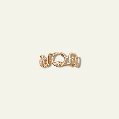 Anello MOM/WOW in oro giallo scritta WOW - Trame Gioielli
