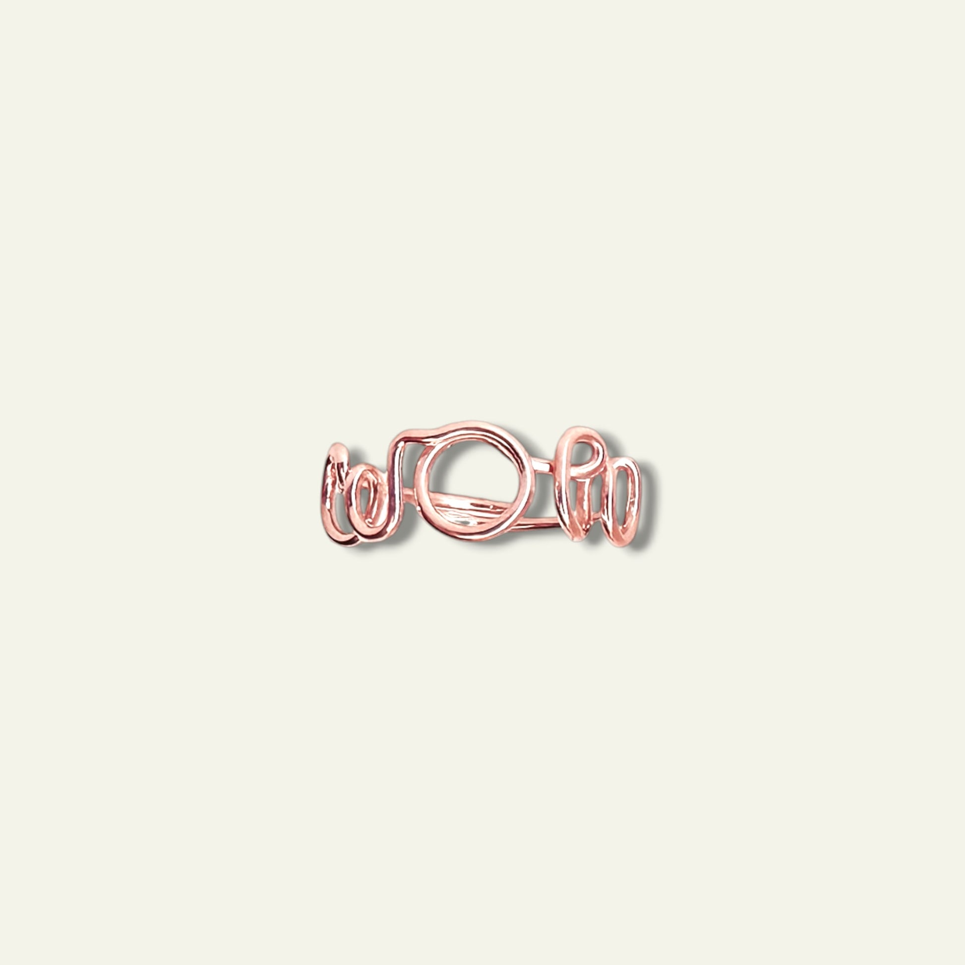 Anello MOM/WOW in oro rosa scritta WOW - Trame Gioielli

