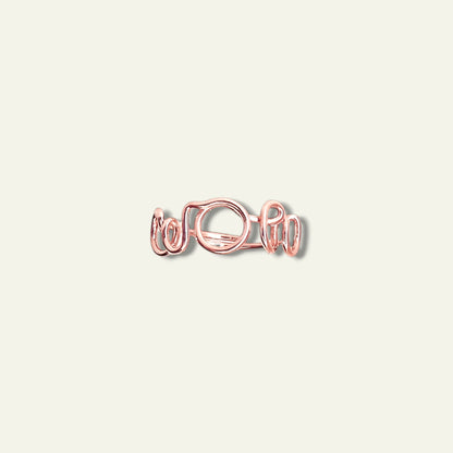 Anello MOM/WOW in oro rosa scritta WOW - Trame Gioielli
